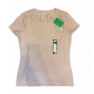 Guess Blush Tee with Heart Embellishment